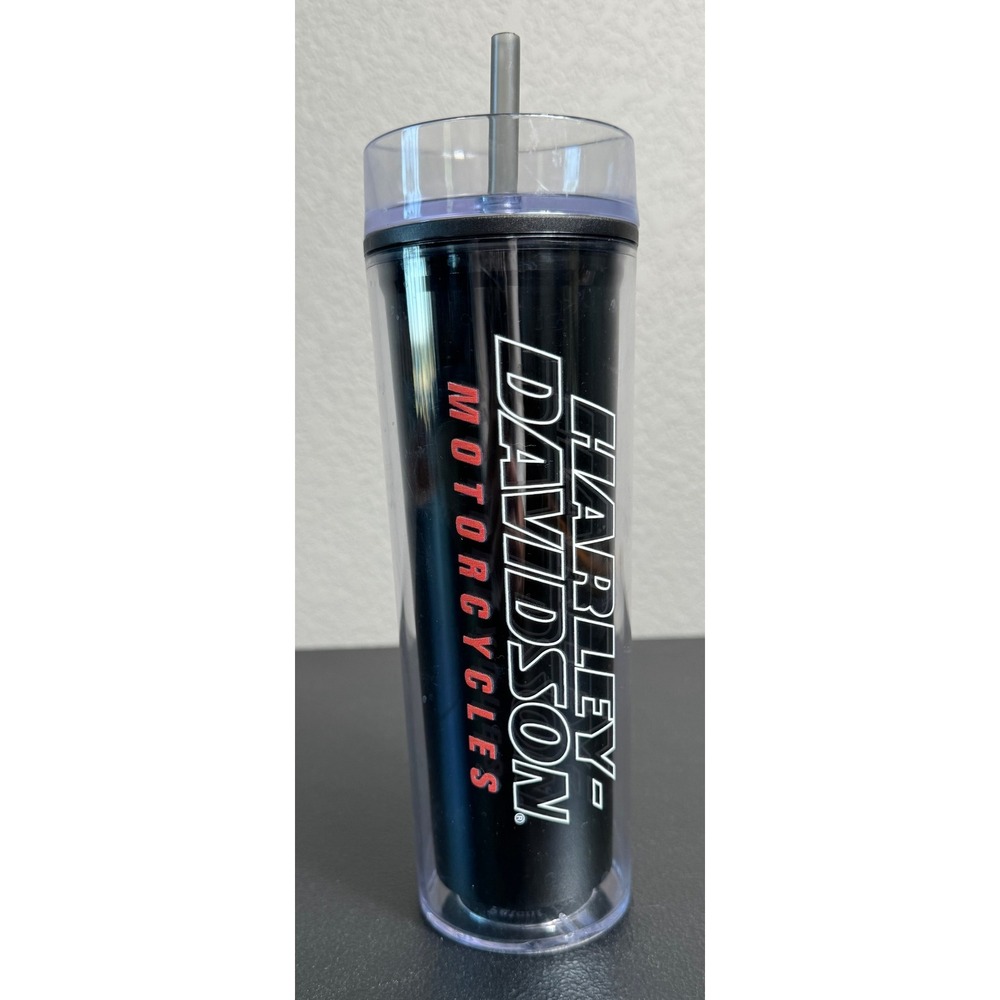 Harley Davidson Motorcycles Tumbler Black Double Wall Insulated Straw Lid